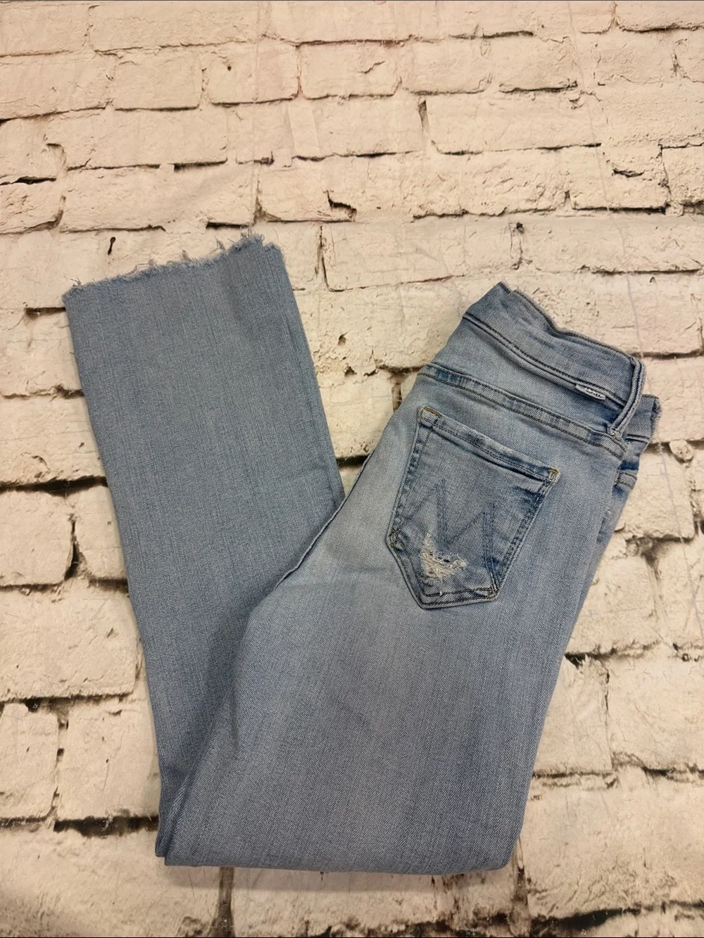 Mother Insider Step Chew Crop Jeans In Outerspace Size 25